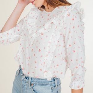 LoveShackFancy floral 3/4 sleeve top